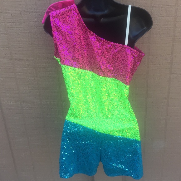 Sz XL Adult Leapin Leotards Sparkly Romper - Picture 5 of 8